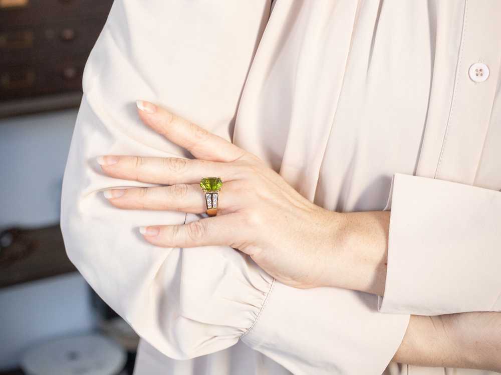 Bold Peridot and Diamond Cocktail Ring - image 5