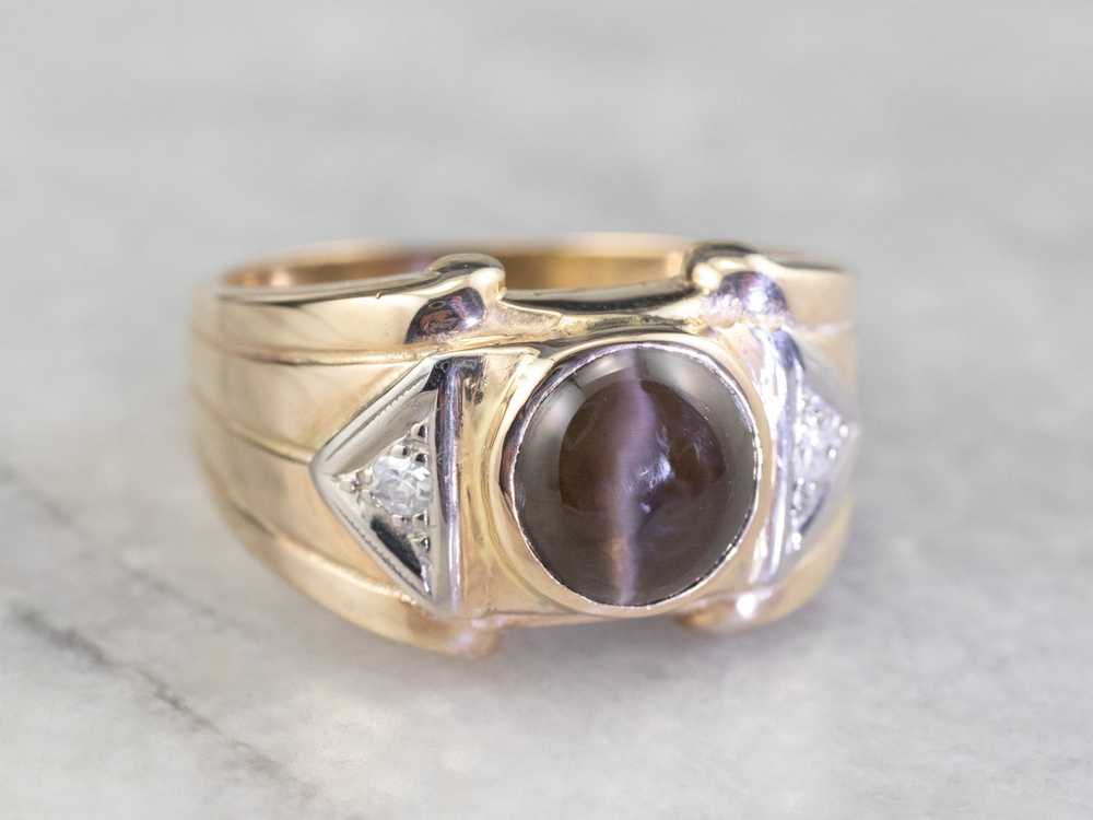 Men's Cat's Eye Sillimanite Statement Ring - image 2