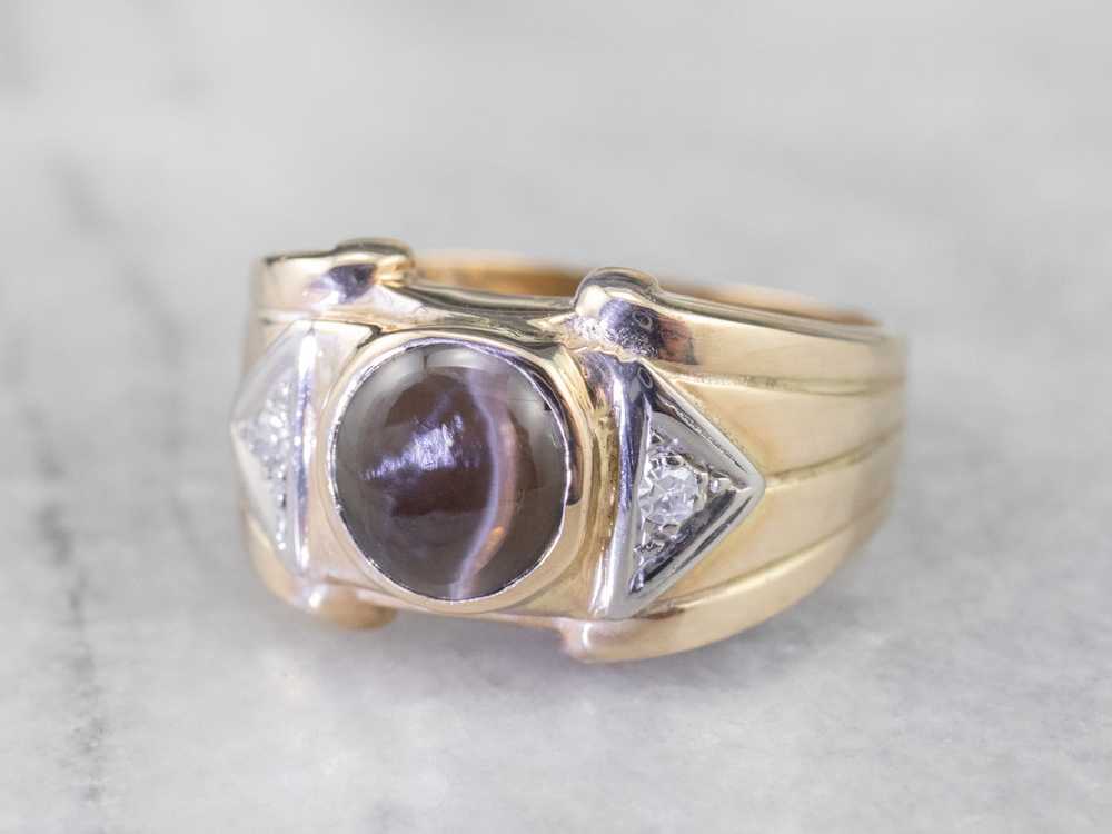 Men's Cat's Eye Sillimanite Statement Ring - image 3