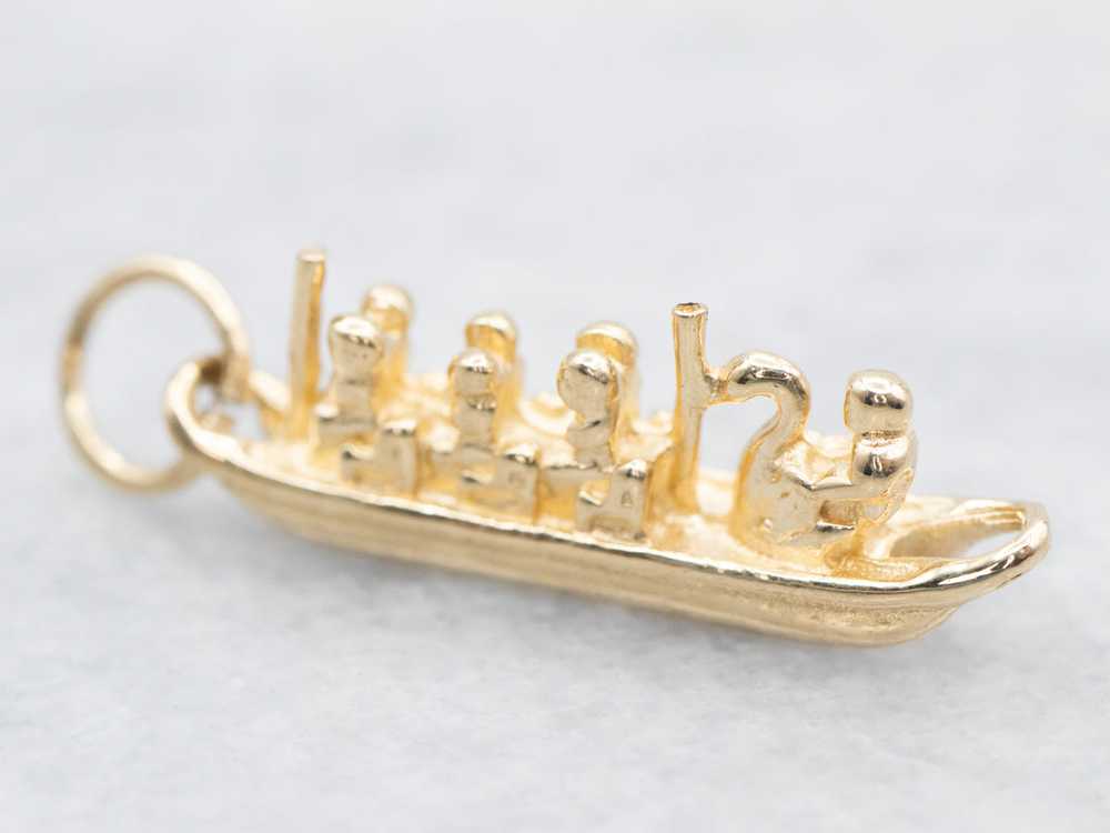 Vintage Gold Swan Boat Charm - image 1