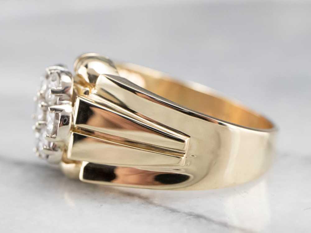 Diamond Cluster Two Tone Gold Statement Band - image 4