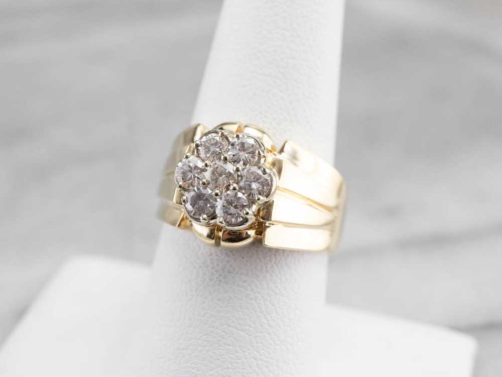 Diamond Cluster Two Tone Gold Statement Band - image 7