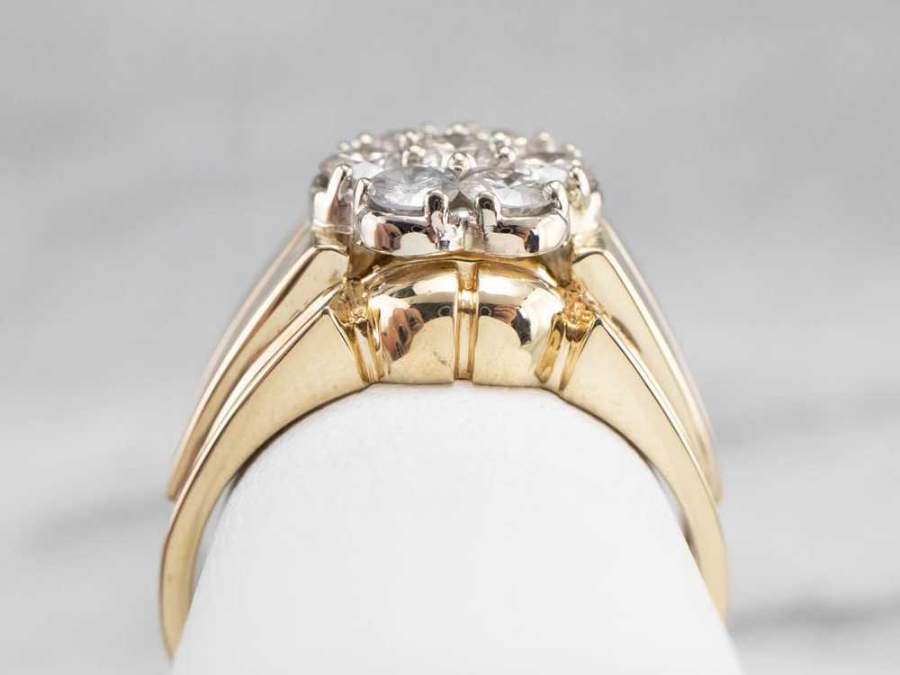 Diamond Cluster Two Tone Gold Statement Band - image 8