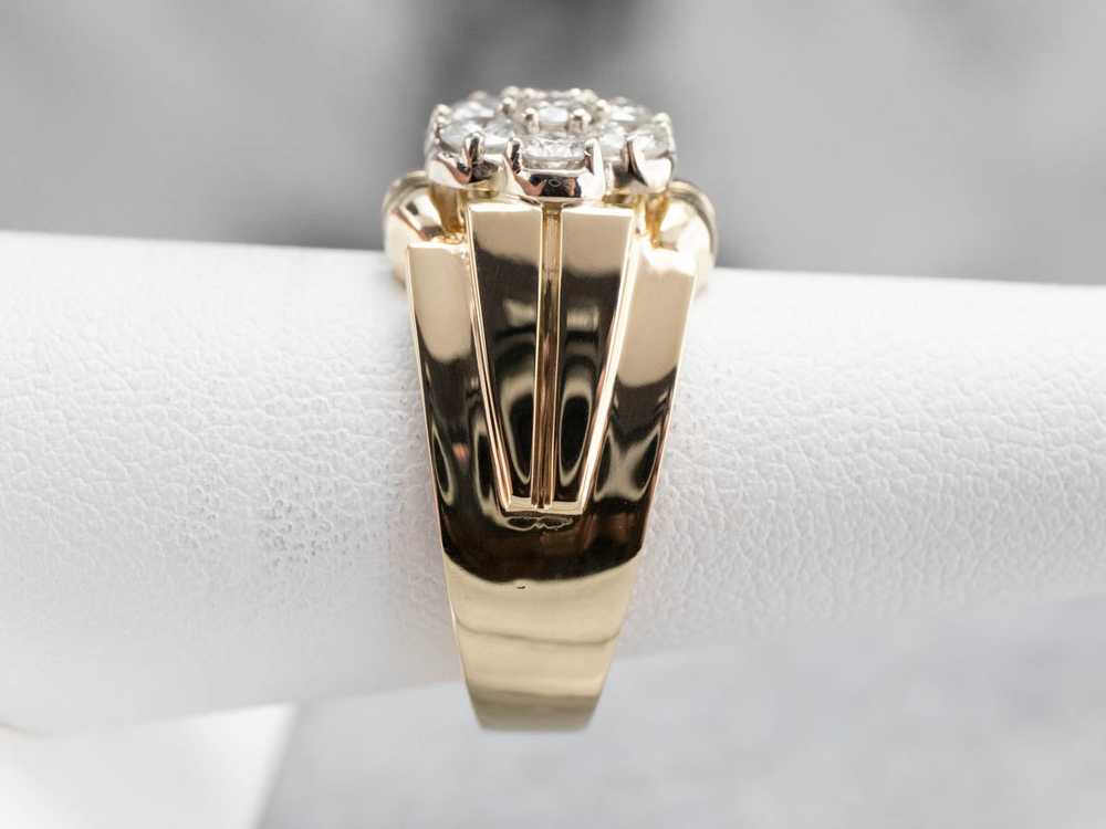 Diamond Cluster Two Tone Gold Statement Band - image 9