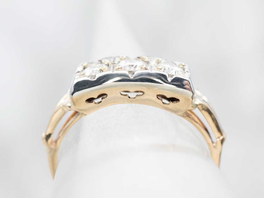 Retro Three Stone Diamond Engagement Ring - image 4