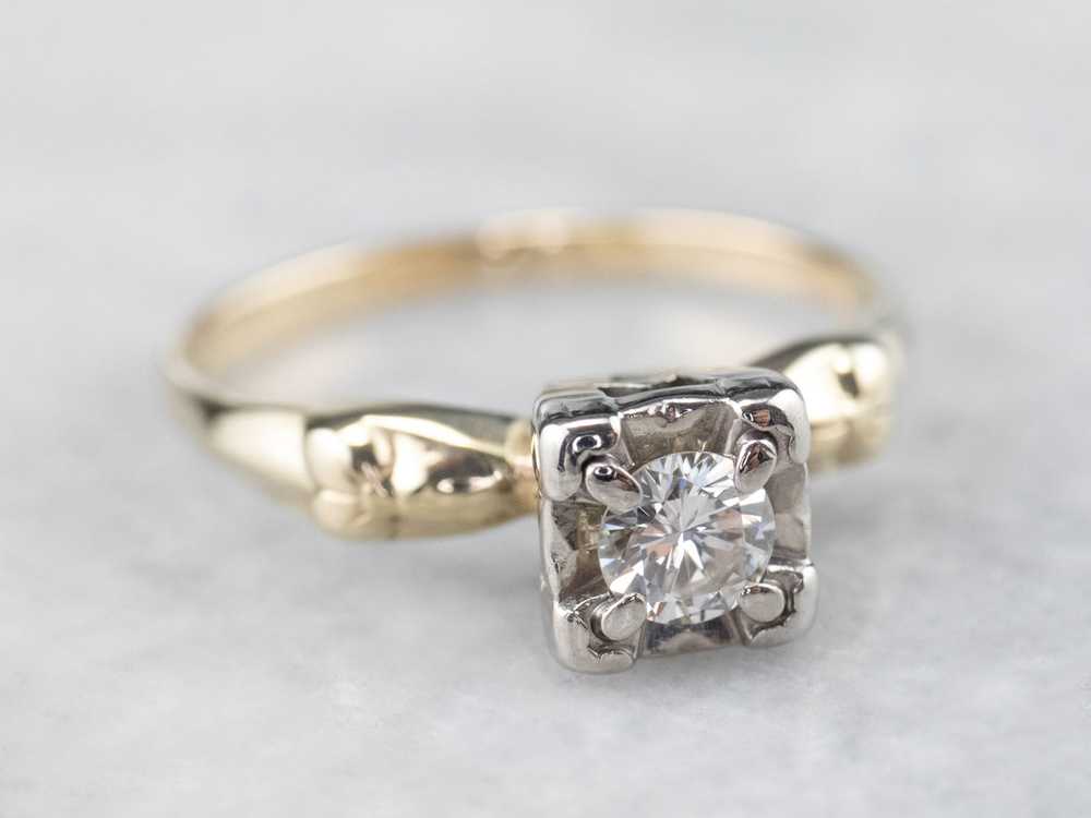 Retro Diamond Gold Engagement Ring - image 2