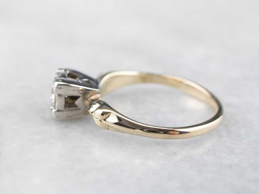 Retro Diamond Gold Engagement Ring - image 4