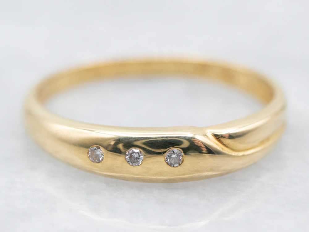 18K Gold Three Stone Diamond Band - image 1