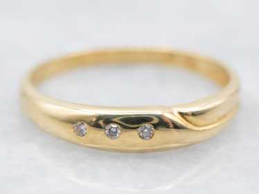 18K Gold Three Stone Diamond Band - image 1