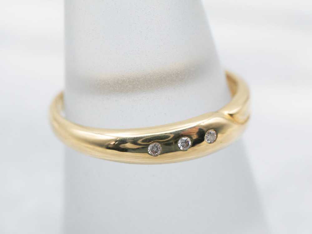 18K Gold Three Stone Diamond Band - image 3