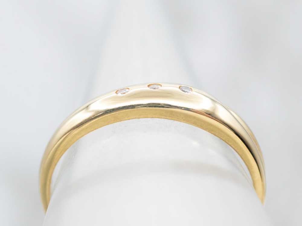 18K Gold Three Stone Diamond Band - image 4