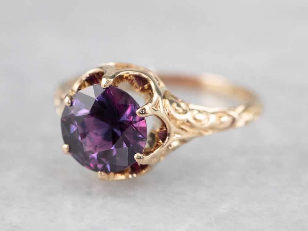 Victorian Purple Sapphire Solitaire Ring - image 1