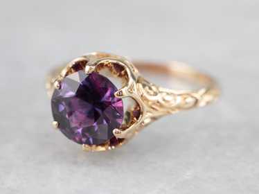 Victorian Purple Sapphire Solitaire Ring - image 1