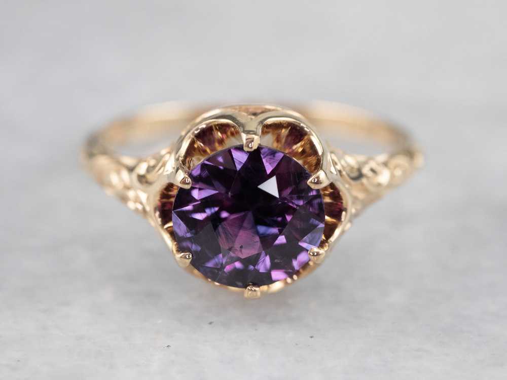 Victorian Purple Sapphire Solitaire Ring - image 2