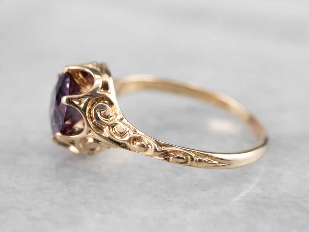 Victorian Purple Sapphire Solitaire Ring - image 4