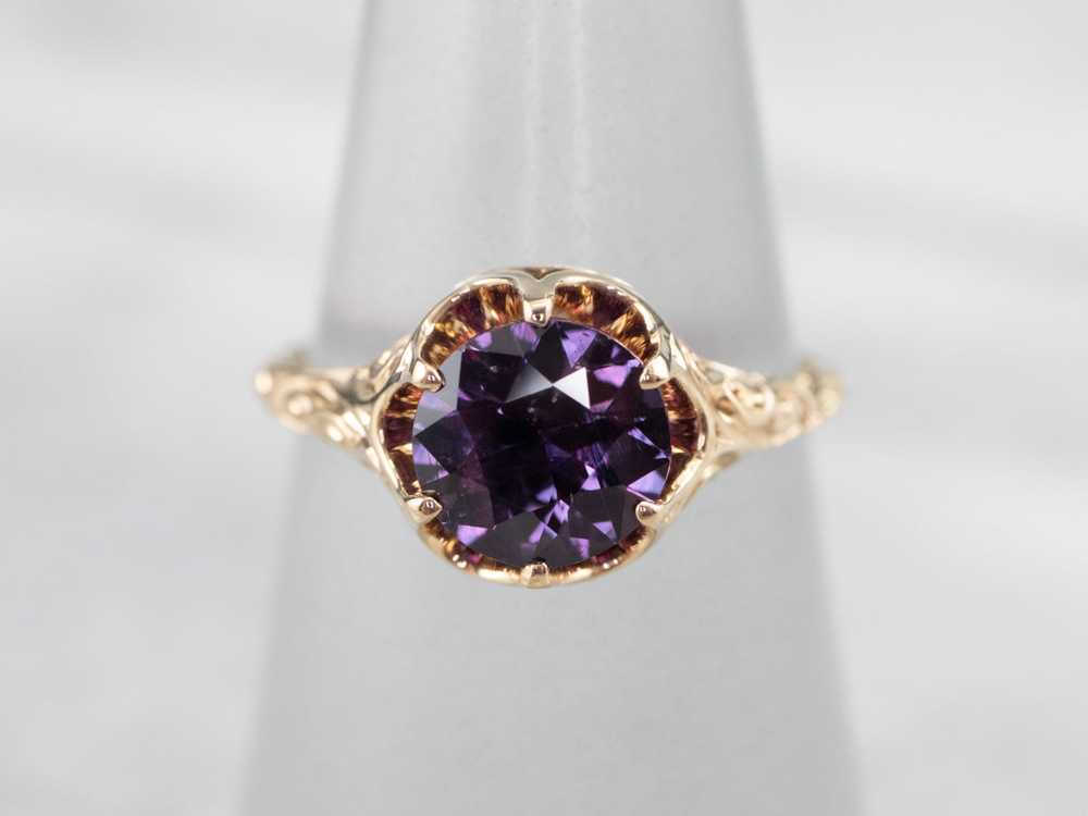 Victorian Purple Sapphire Solitaire Ring - image 7