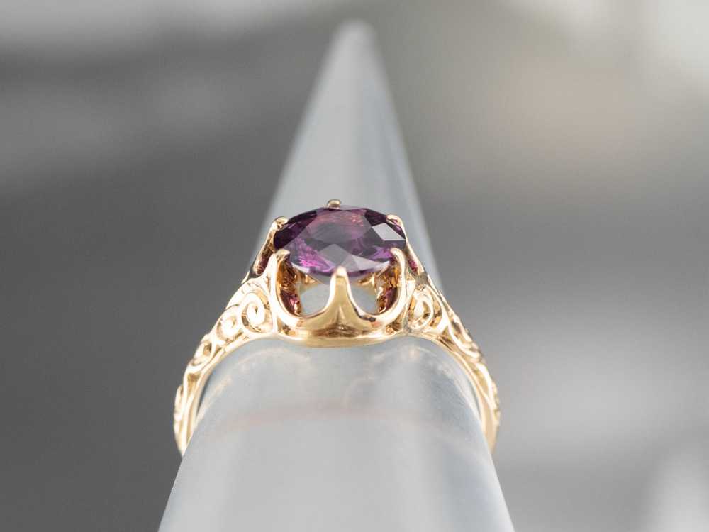 Victorian Purple Sapphire Solitaire Ring - image 8