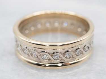 Two Toned Diamond Encrusted Eternity Band - image 1