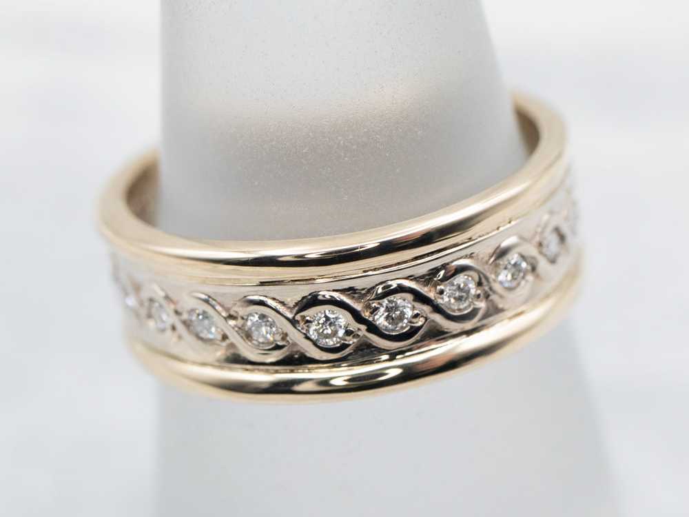 Two Toned Diamond Encrusted Eternity Band - image 3