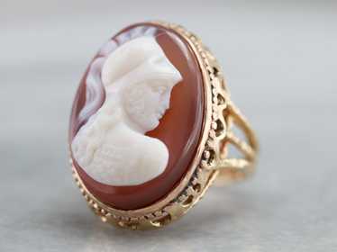 Mid Century Spartan Cameo Ring - image 1