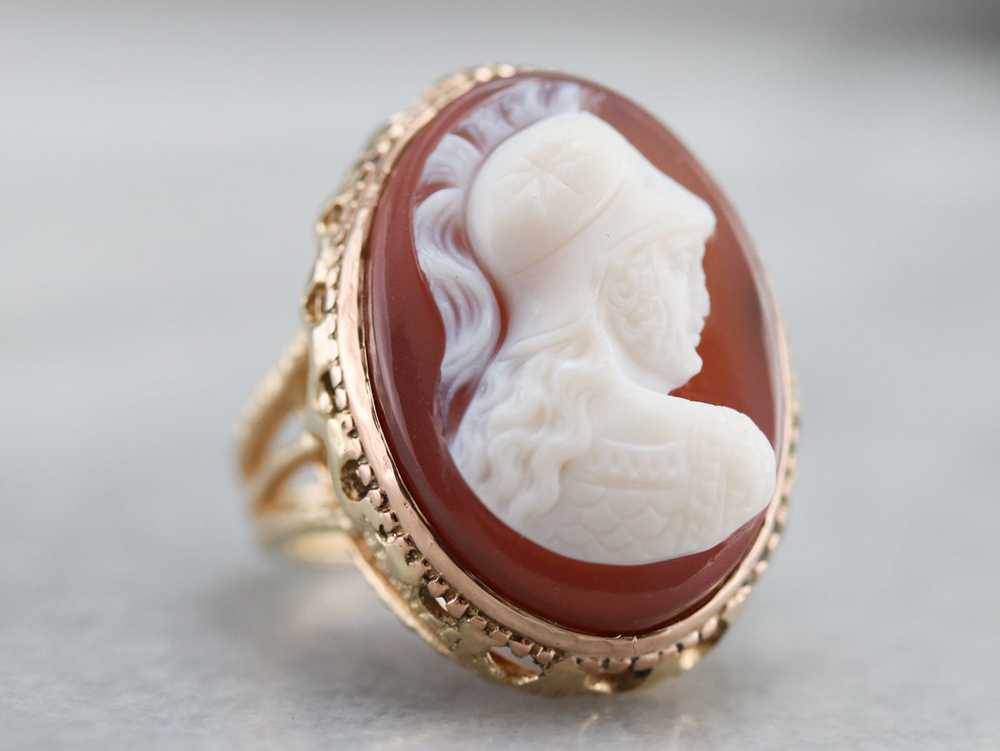 Mid Century Spartan Cameo Ring - image 3