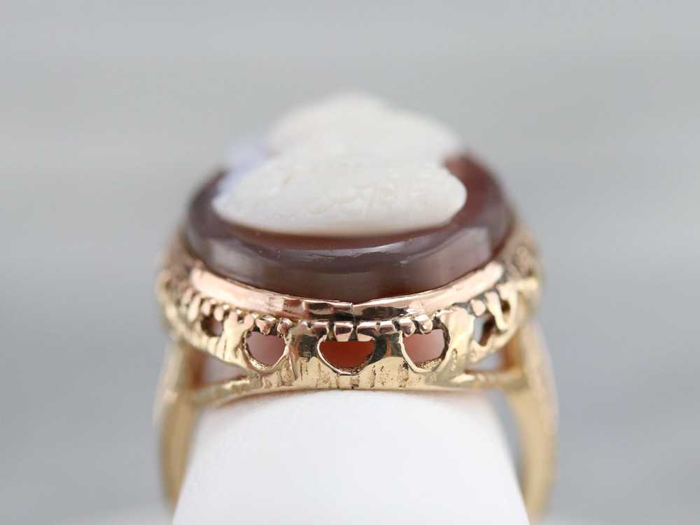 Mid Century Spartan Cameo Ring - image 8