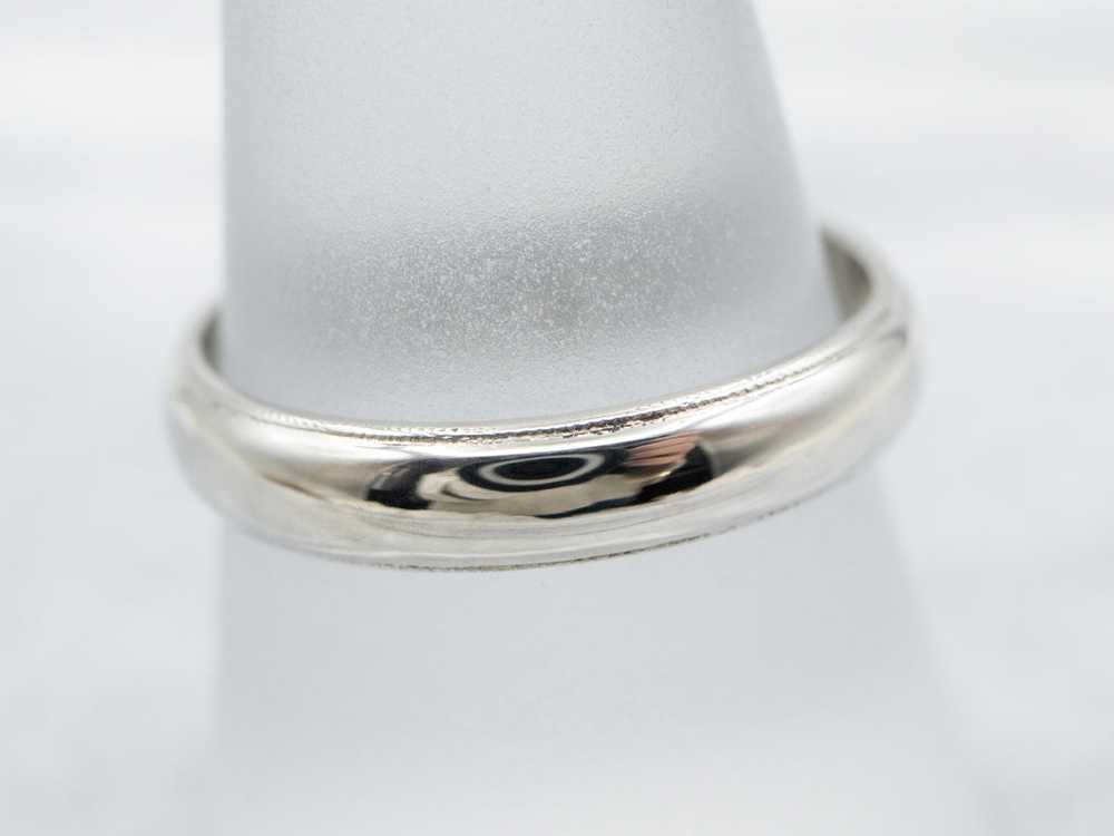 Vintage Milgrain Edged White Gold Band - image 3