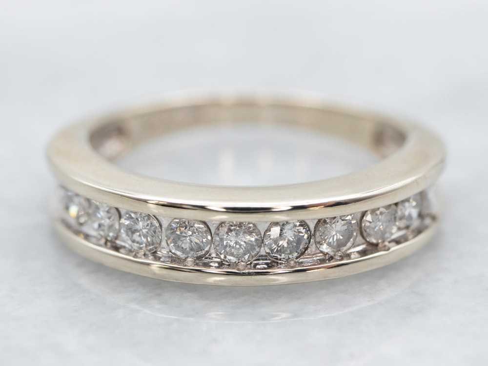 White Gold Channel Set Diamond Band - image 1