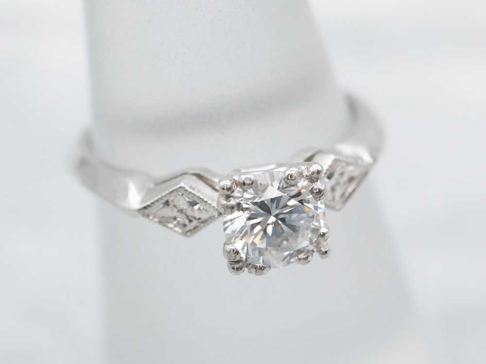 Retro Era Floral Diamond Engagement Ring - image 3