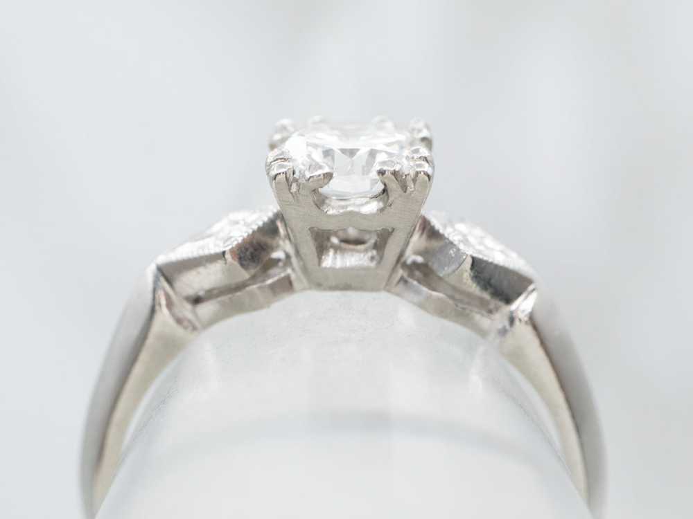 Retro Era Floral Diamond Engagement Ring - image 4