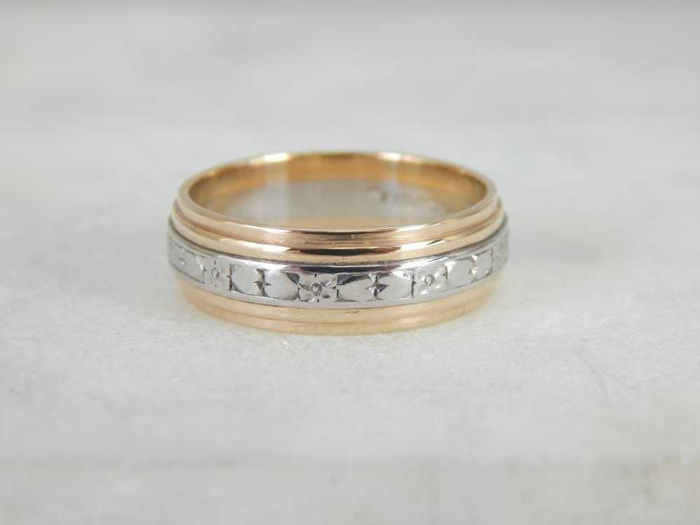 Vintage Forget Me Not Floral Wedding Band - image 1