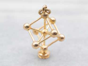 Atomic 18K Gold Cube Pendant - image 1