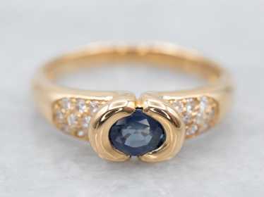 East to West Sapphire and Diamond Ring - image 1