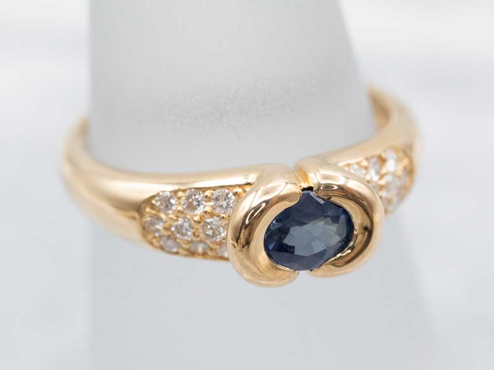 East to West Sapphire and Diamond Ring - image 3