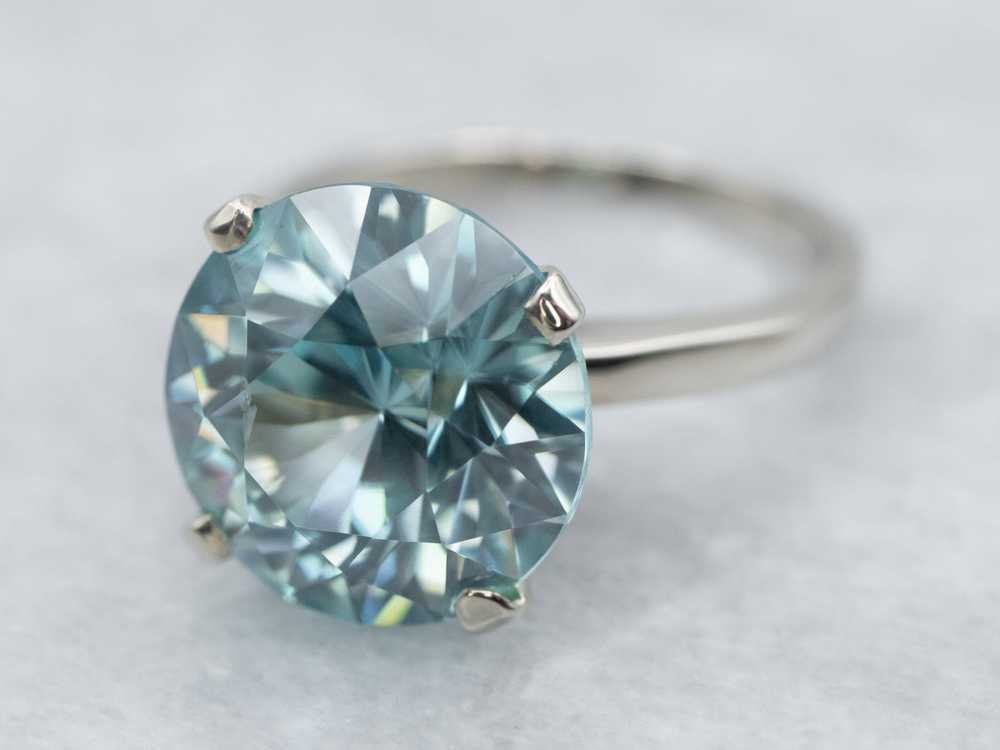 Blue Zircon White Gold Ring - image 2