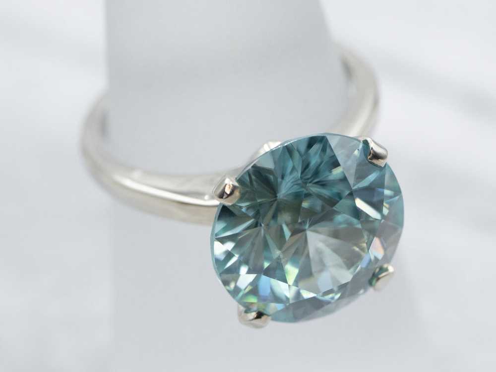 Blue Zircon White Gold Ring - image 4