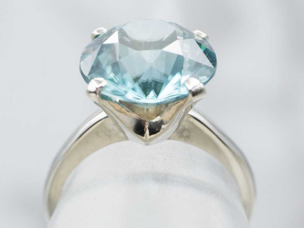 Blue Zircon White Gold Ring - image 5