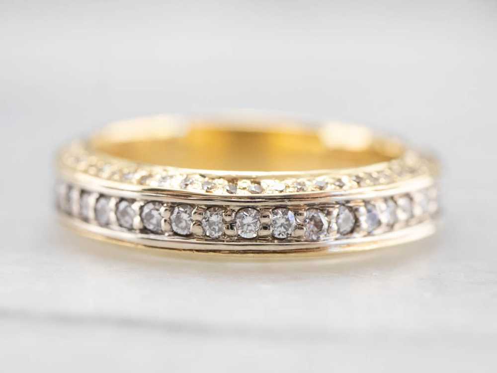 Diamond Encrusted 18K Gold Wedding Band - image 1