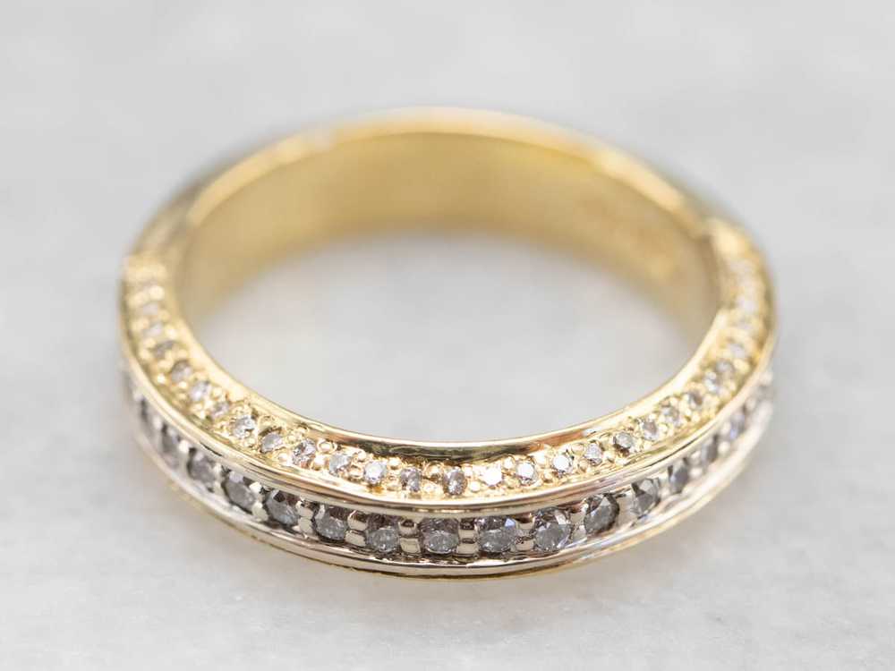 Diamond Encrusted 18K Gold Wedding Band - image 2