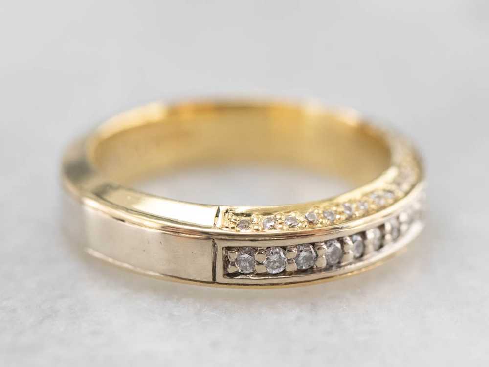 Diamond Encrusted 18K Gold Wedding Band - image 3