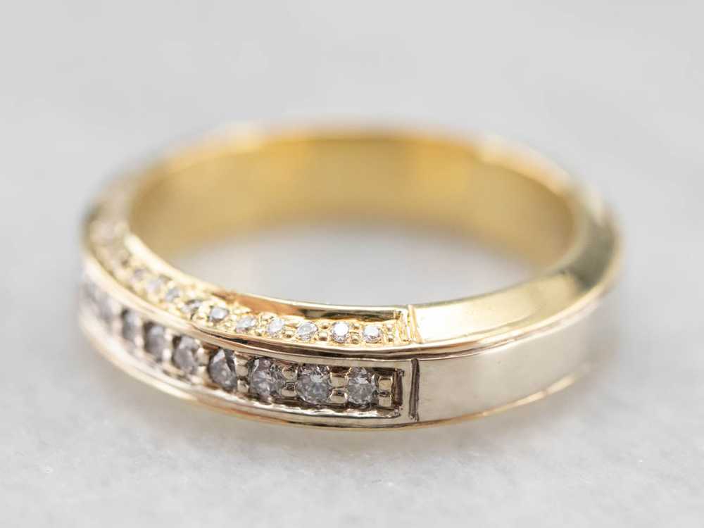 Diamond Encrusted 18K Gold Wedding Band - image 4