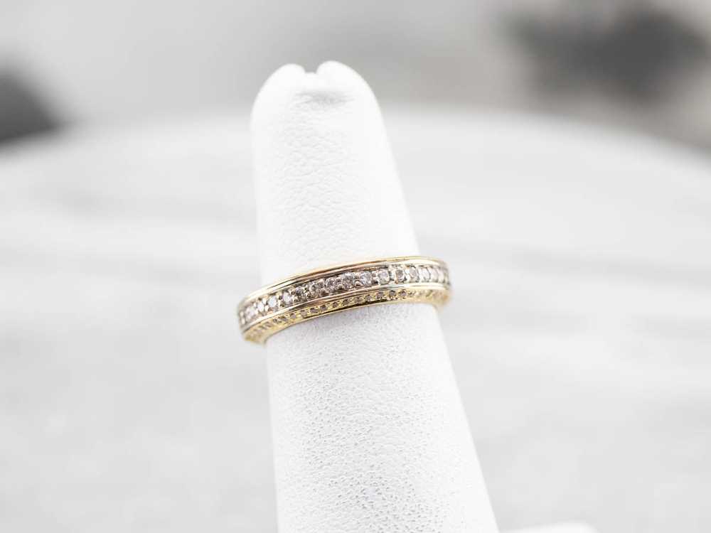 Diamond Encrusted 18K Gold Wedding Band - image 7