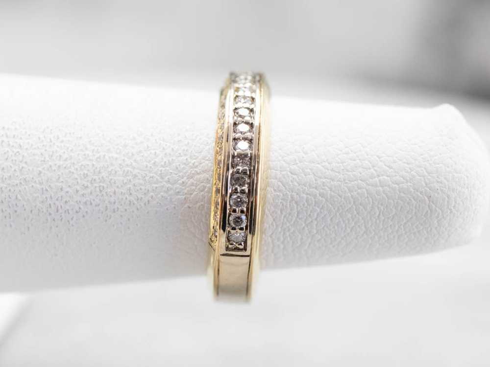 Diamond Encrusted 18K Gold Wedding Band - image 9