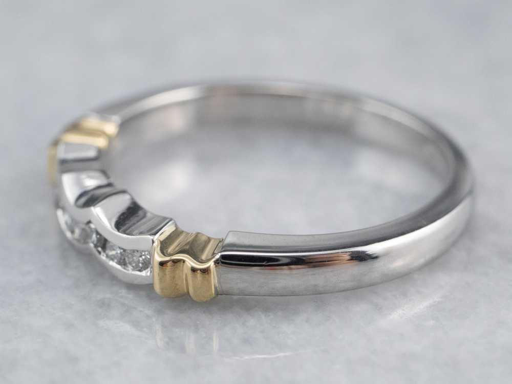 Scalloped Mixed Metal Diamond Band - image 4