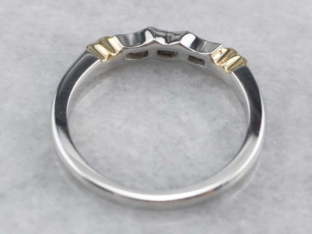 Scalloped Mixed Metal Diamond Band - image 5