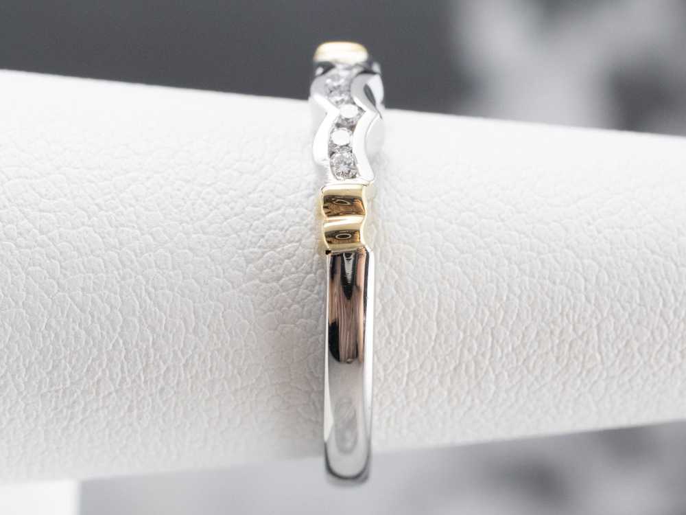 Scalloped Mixed Metal Diamond Band - image 9