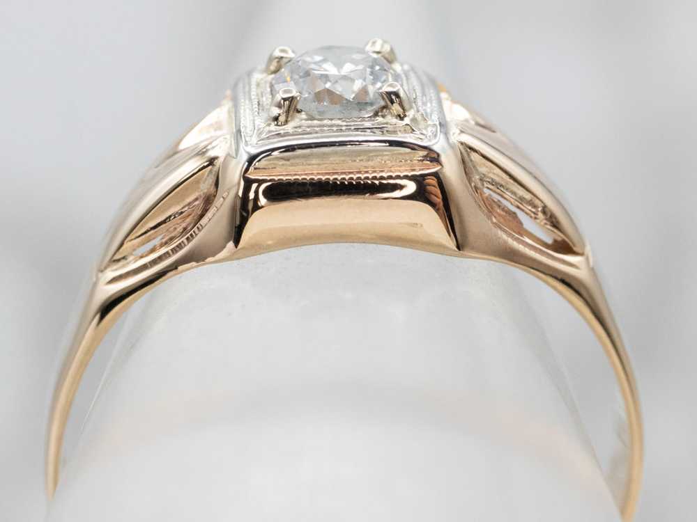 Two Tone Gold Men's Diamond Ring - image 4