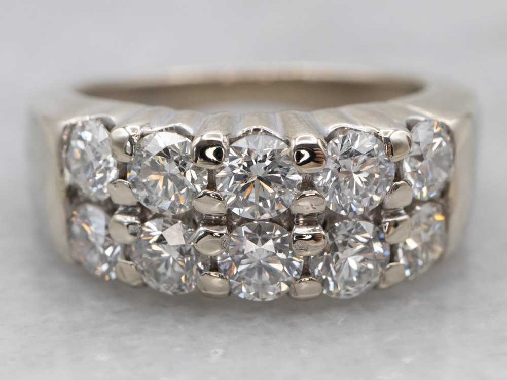 Vintage Double Row Diamond Band - image 1