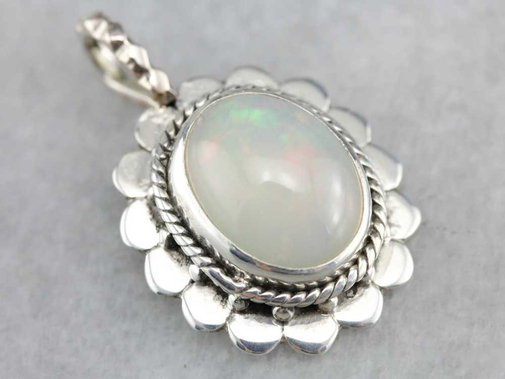 Sterling Silver Opal Cabochon Pendant - image 1