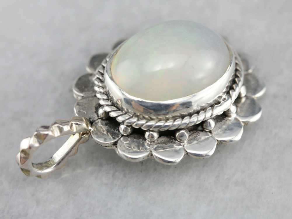 Sterling Silver Opal Cabochon Pendant - image 2